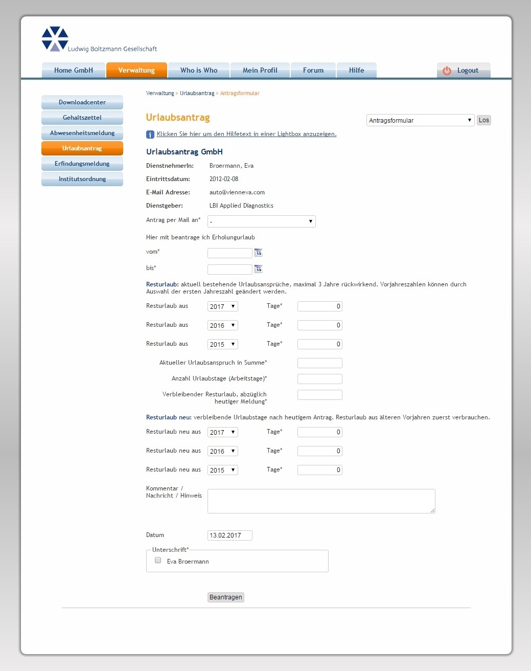 Intranet für die Ludwig Boltzmann Gesellschaft